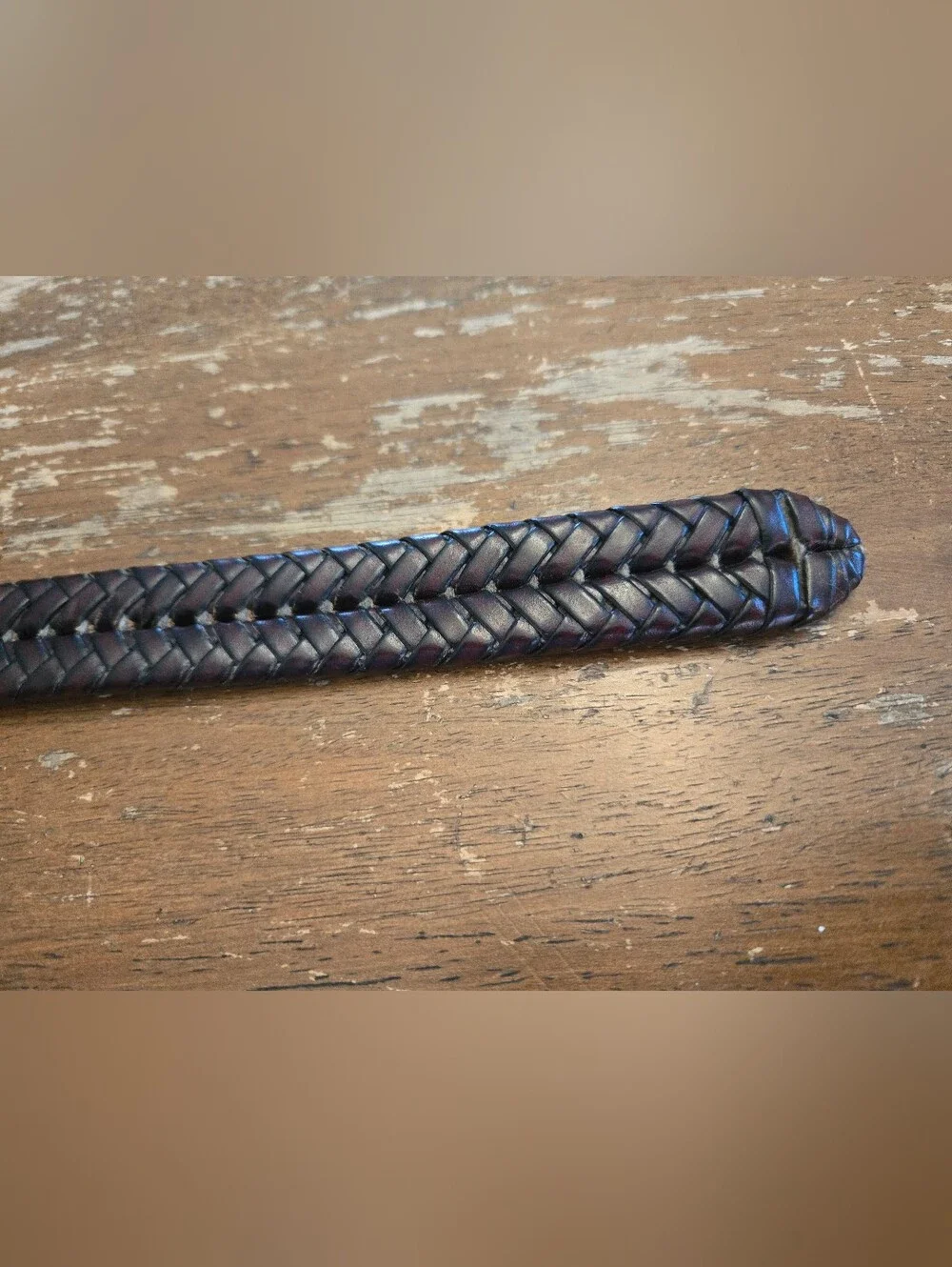 Fossil Men's Woven Leather Belt in Dark Brown